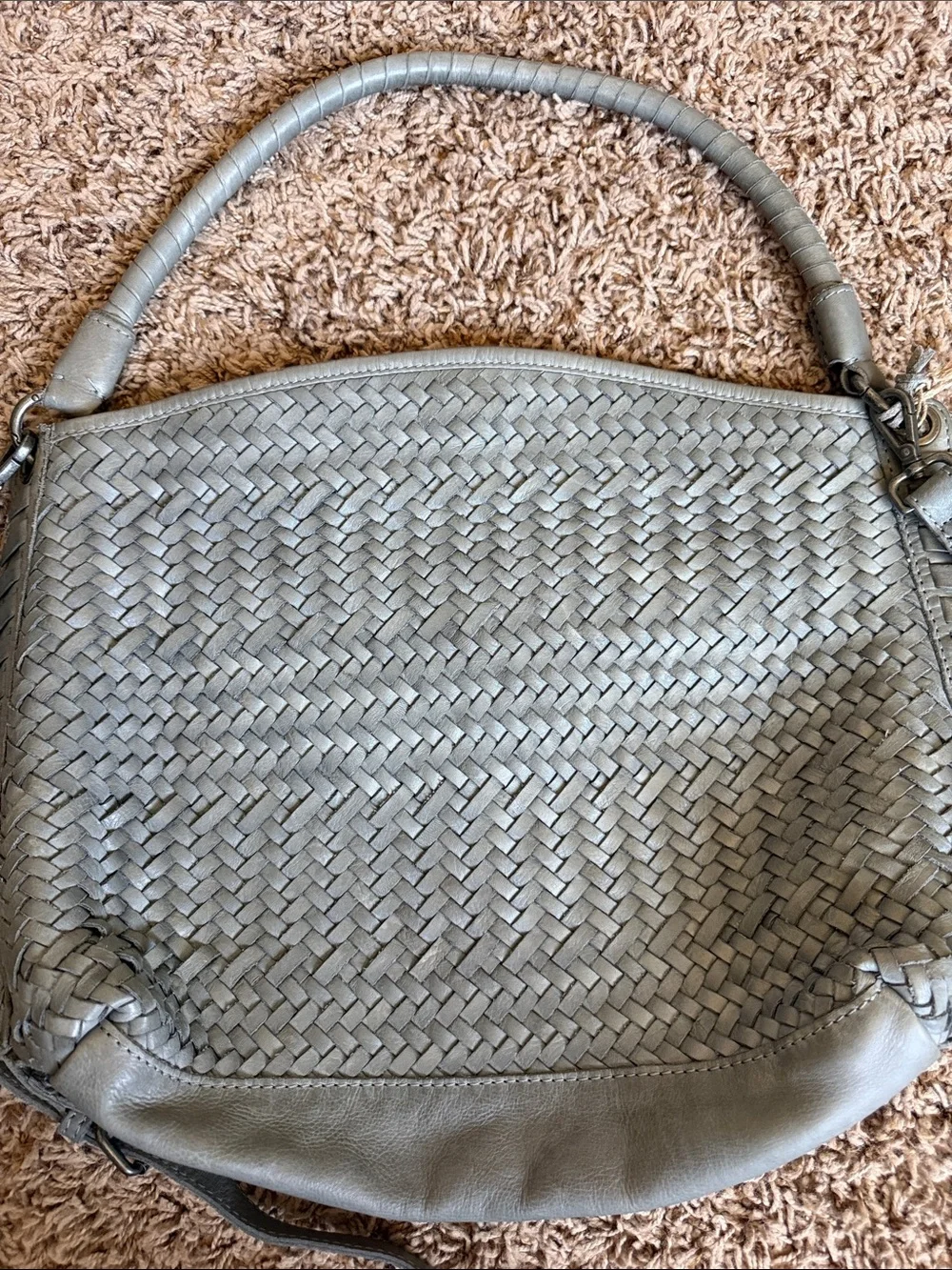Real leather blue/gray hobo bag